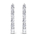 Inside Out Oval Natural Diamond Hoop Earring 1.25” White Gold