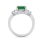 Anzola - Emerald Shape Green Emerald Engagement Ring with Marquise, Trapezoid, and Round Side Stones - Gem Jewelers Co