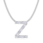 Z Initial Natural Diamond Pendant Necklace White Gold 18K