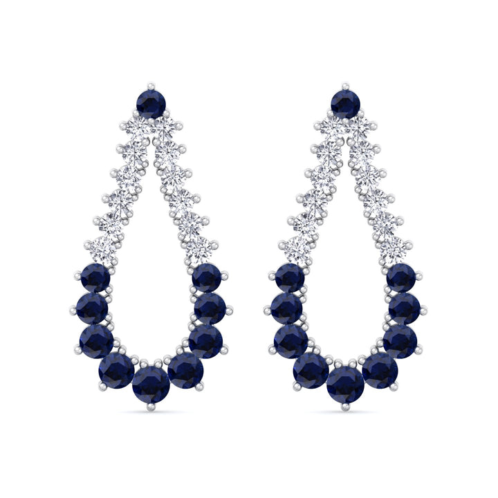 Natural Diamond & Blue Sappher Teardrop Shape Fashion Earrings