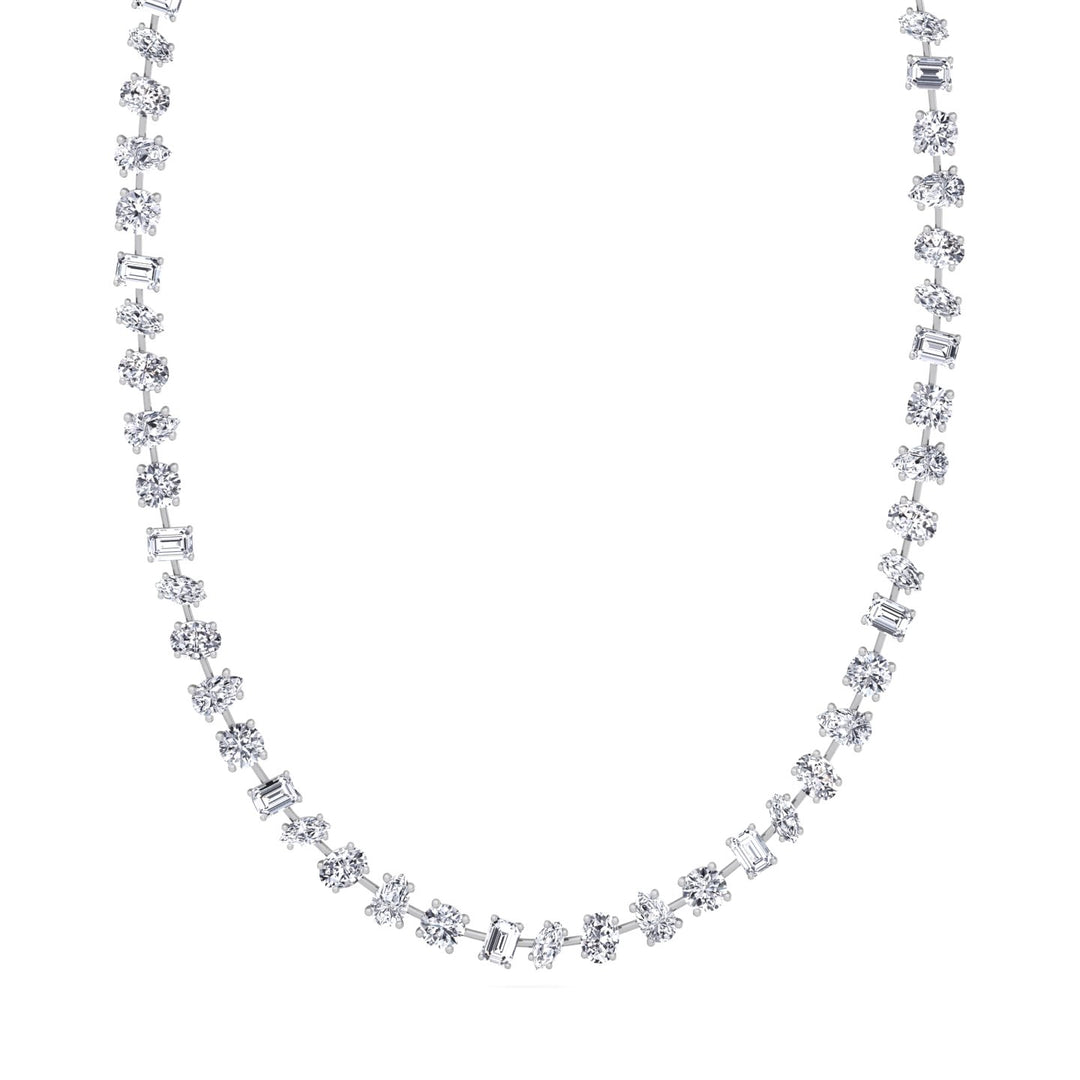 Multi Shape Natural Diamond Tennis Necklace in Prong Setting