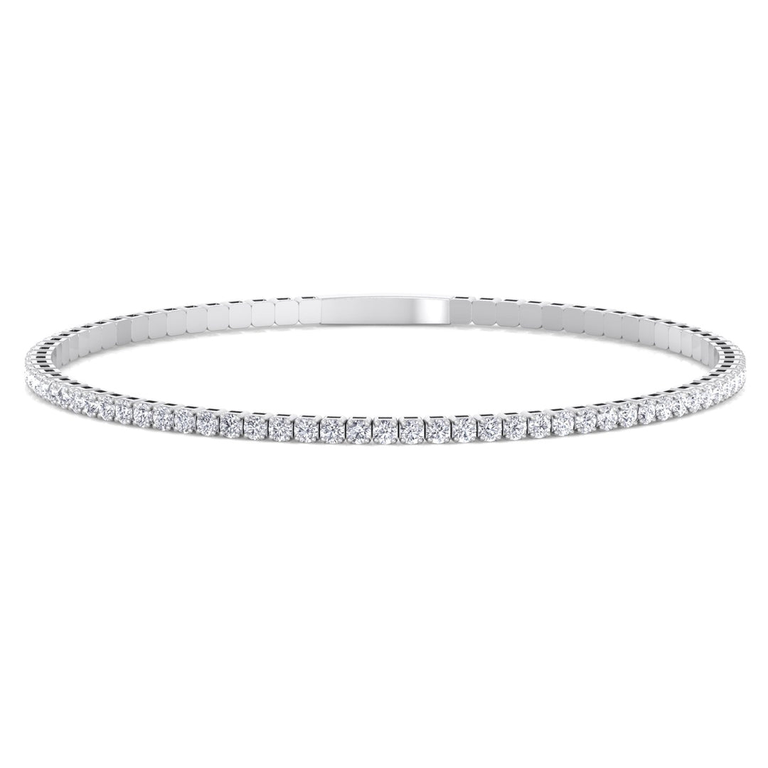 Flexible Natural Diamond Full Bangle in 14K white gold 3CT