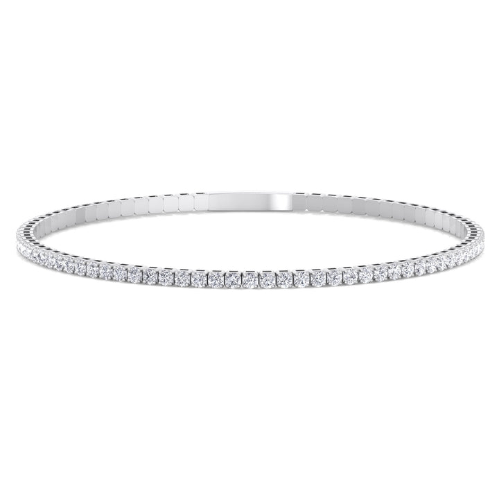 Flexible Natural Diamond Full Bangle in 14K white gold 3CT