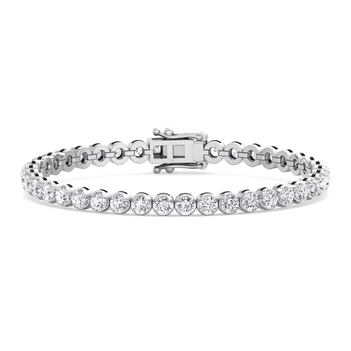 Natural diamond tennis bracelet crown prong White Gold
