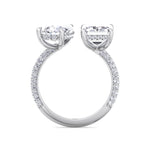 Leani - Toi Et Moi Hidden Halo Emerald and Pear Shape Diamond Engagement Ring - Gem Jewelers Co
