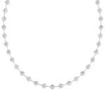 Bezel Set Round Natural Diamond Bar Necklace White Gold 18K
