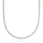 Double Setting Natural Diamond Tennis Necklace (3-Prong & 4-Prong) in 14K Solid Gold White 8CT