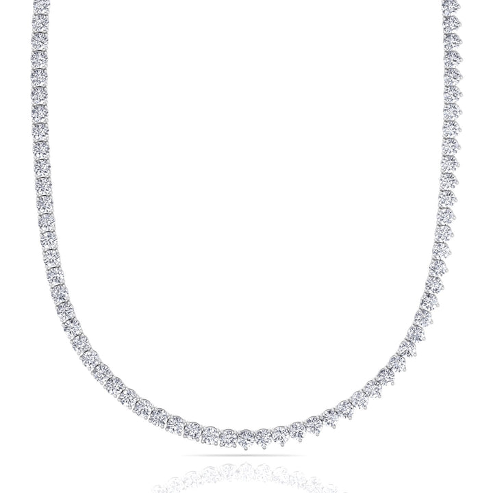 Double Setting Natural Diamond Tennis Necklace (3-Prong & 4-Prong) in 14K Solid Gold White 8CT