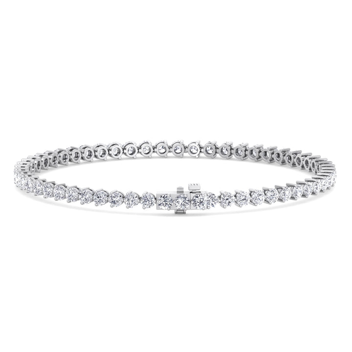 3-Prong Natural Diamond Tennis Bracelet - Martini Style 14K Solid Gold