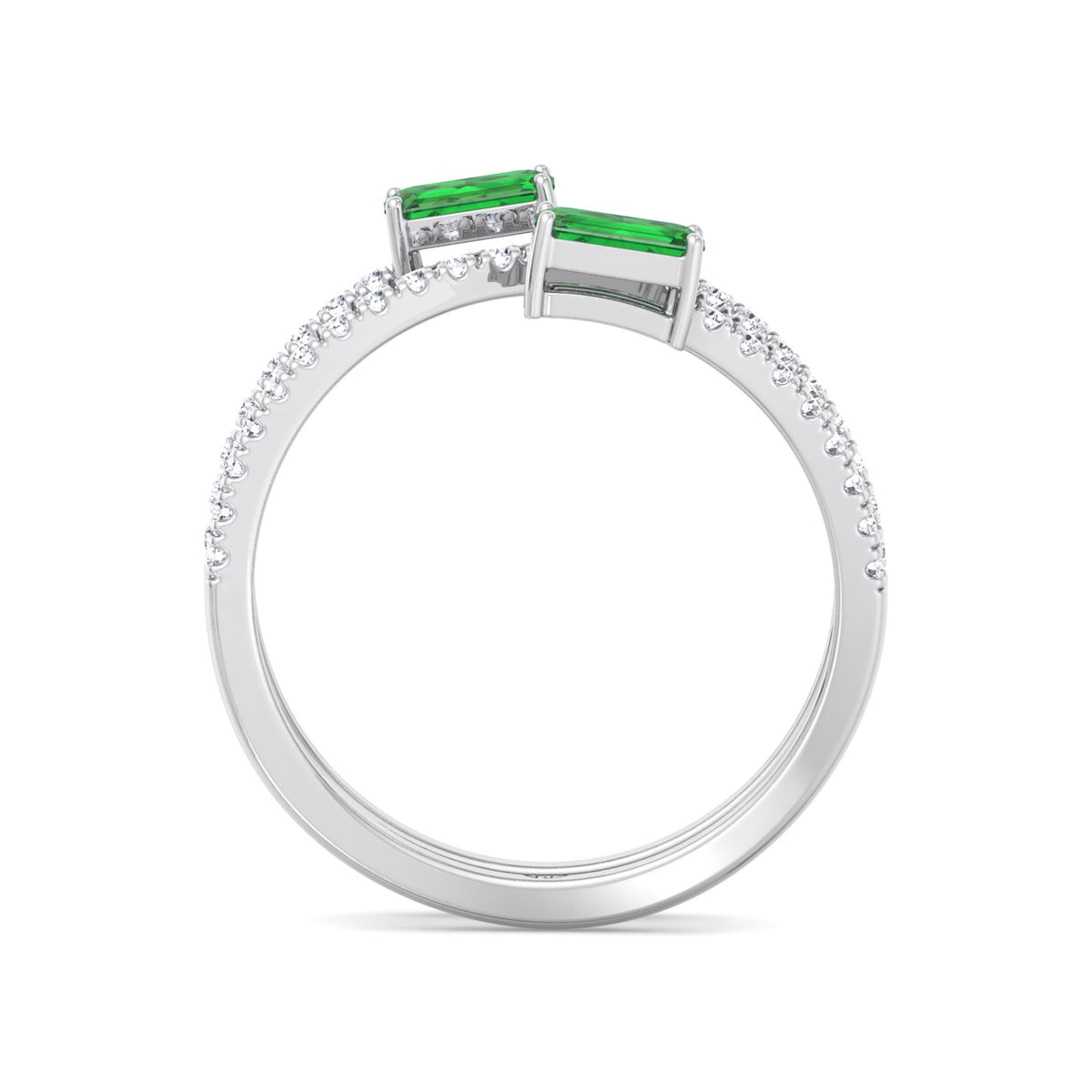 Valora - Green Emerald Spiral Pave Wrap Ring - Gem Jewelers Co
