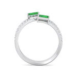 Valora - Green Emerald Spiral Pave Wrap Ring - Gem Jewelers Co