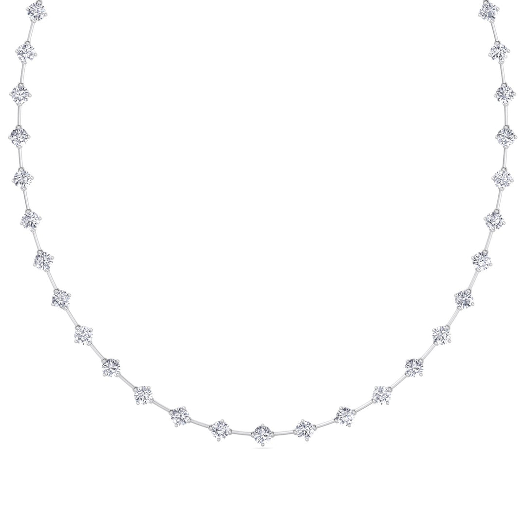4-Prong Round Natural Diamond Bar Necklace White Gold  18K