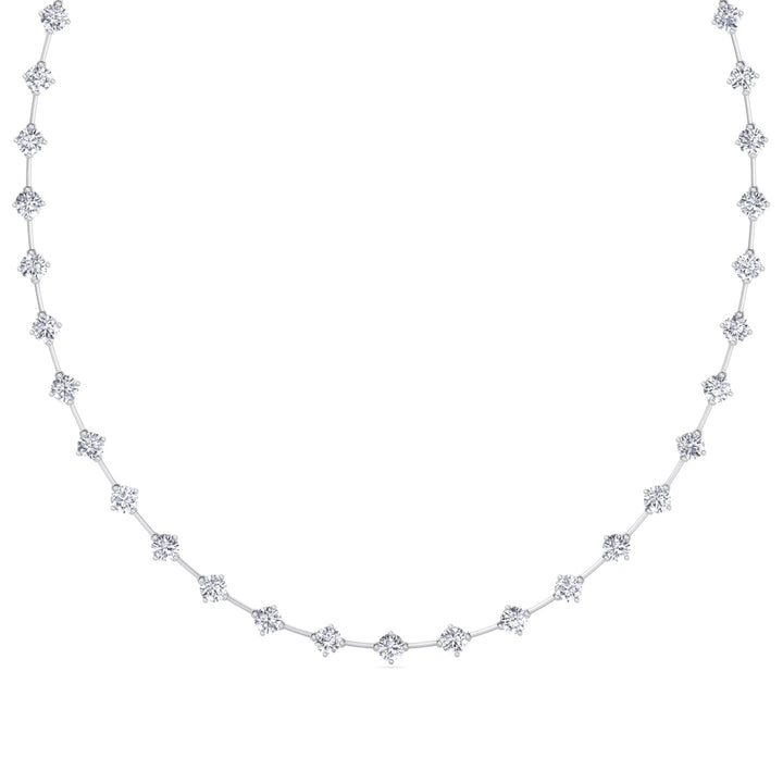 4-Prong Round Natural Diamond Bar Necklace White Gold  18K
