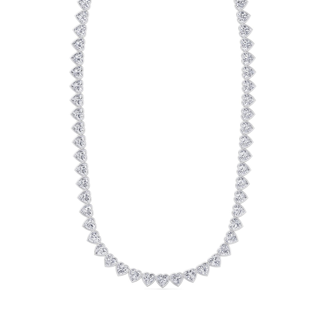 Lavinia - Heart Shape Bezel Set Diamond Tennis Necklace