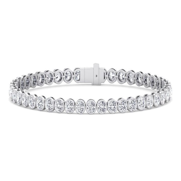 Paola - Bezel Set Oval Shape Natural Diamond Tennis Bracelet - Gem Jewelers Co