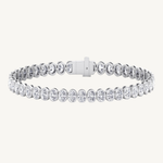 Bezel Set Oval Shape Natural Diamond Tennis Bracelet