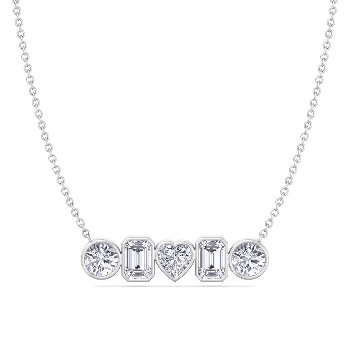 Carina - Three Shape Natural Diamond Pendant Necklace in Bezel Setting - Gem Jewelers Co