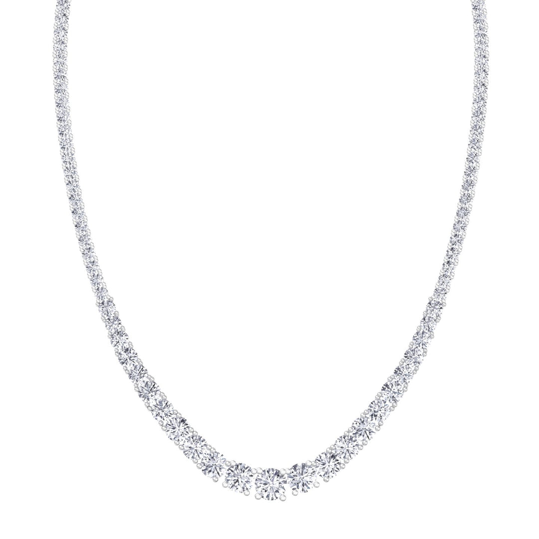 Adjustable 4-Prong Graduated Natural Diamond Tennis Necklace White Gold 18K