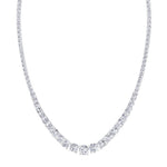 Adjustable 4-Prong Graduated Natural Diamond Tennis Necklace White Gold 18K