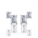 Double Emerald Shape Natural Diamond Studs-1.4CT-Platinum