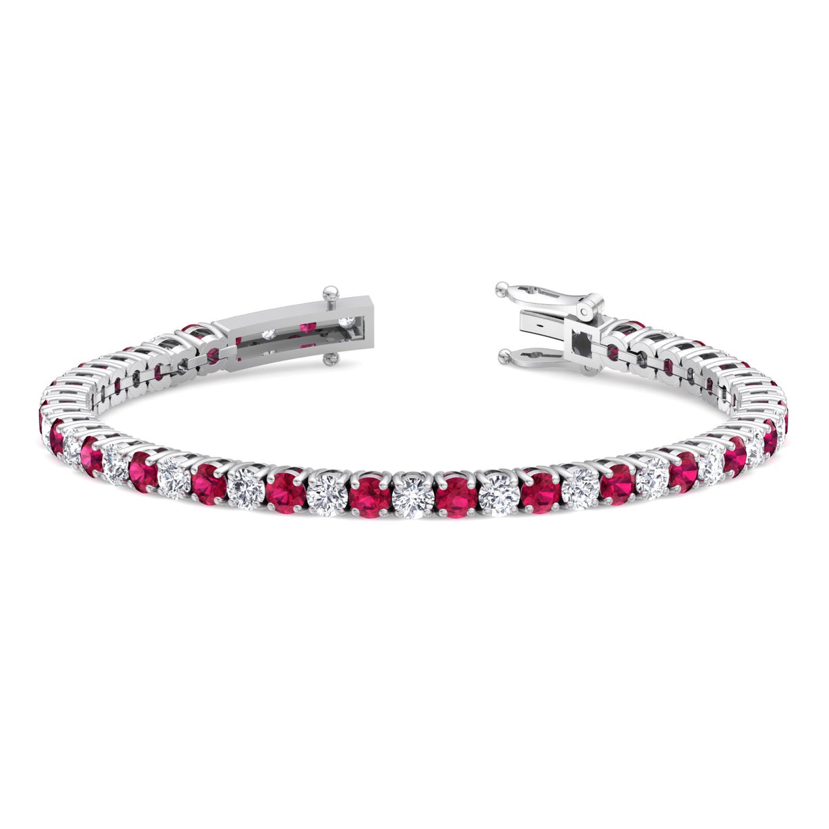 Sophie - Natural Diamond & Ruby Tennis Bracelet - Gem Jewelers Co