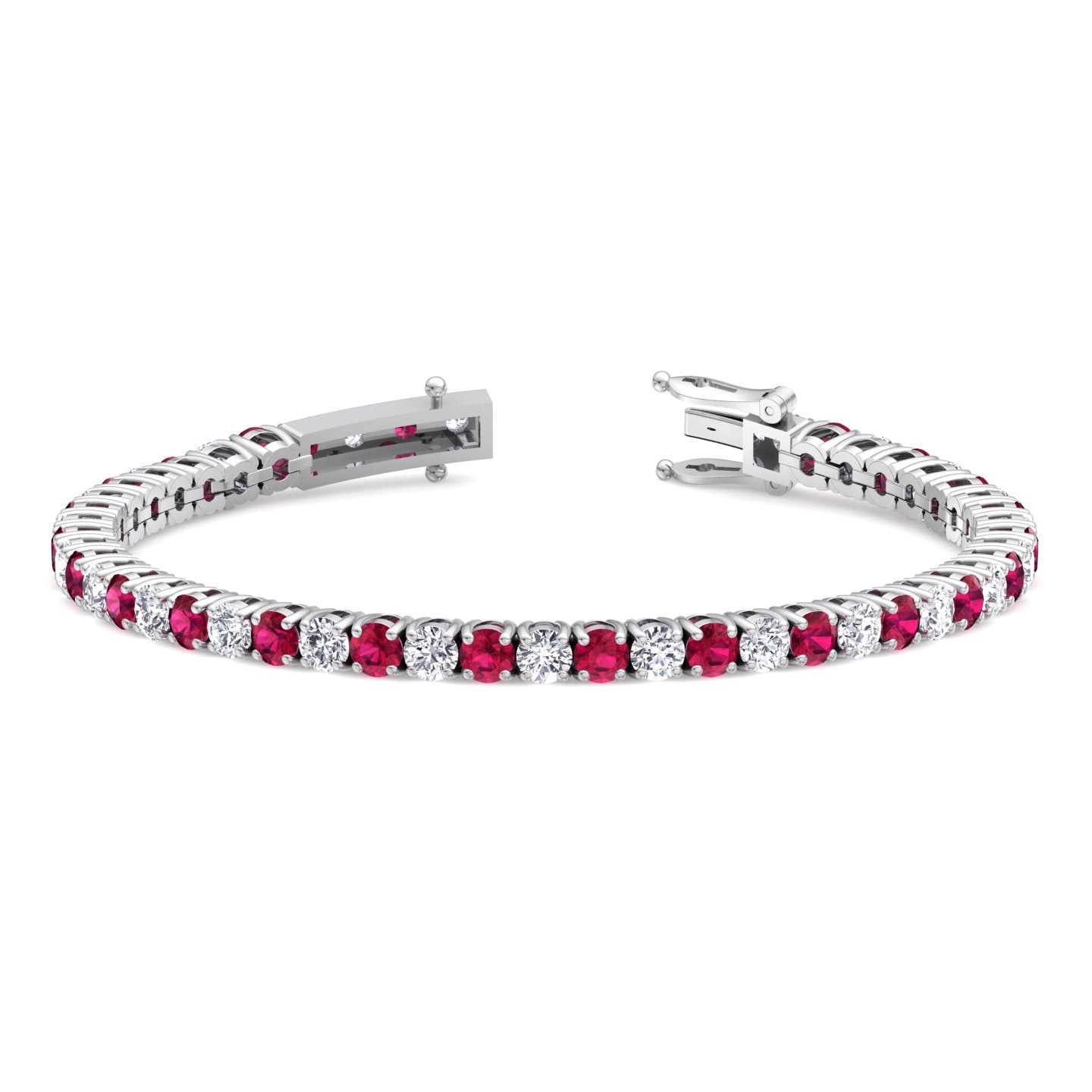 Sophie - Natural Diamond & Ruby Tennis Bracelet - Gem Jewelers Co