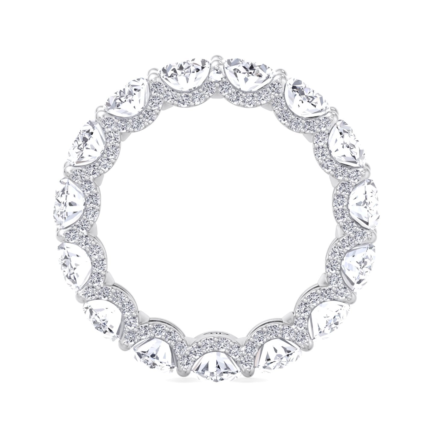 Frances - Oval Cut Diamond Eternity Band With Invisible Halo - Gem Jewelers Co