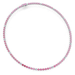 Bezel Set Natural Pink Sapphire Tennis Necklace with Diamonds
 White Gold 14K 