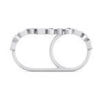 Fancy Bezel Multi Shape Natural Diamond Two Finger Ring White 