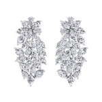 Cluster Pear and Marquise Shape Natural Diamond Drop Earrings White Gold 14K