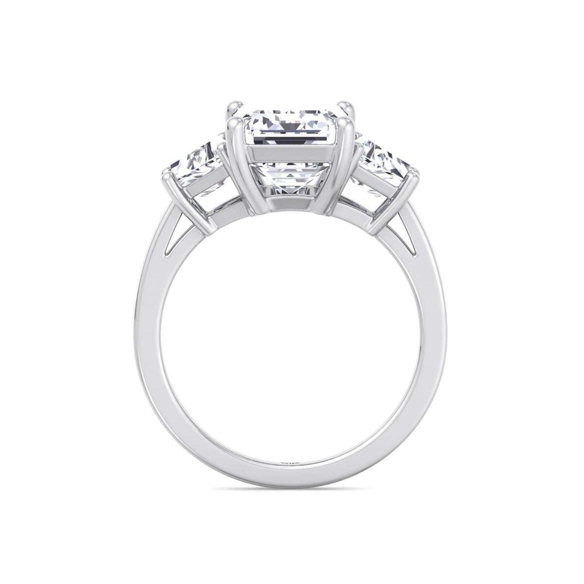 Paolina - 3 Stone Emerald & Trapezoid Diamond Engagement Ring - Gem Jewelers Co