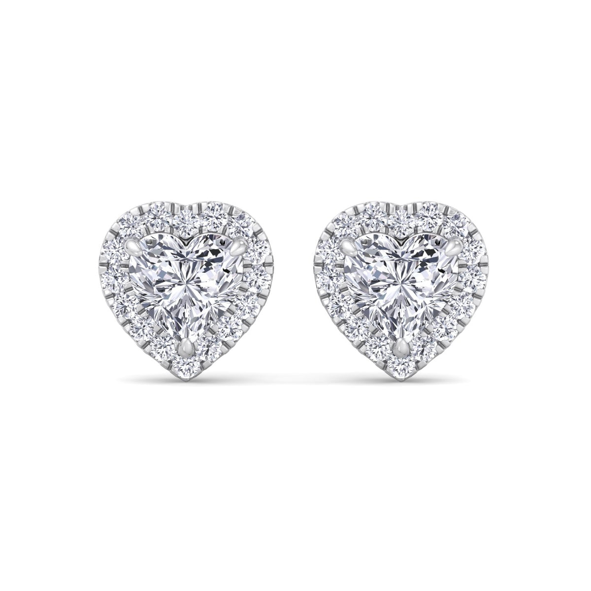 Tiana - Heart Shape Diamond Halo Studs - Gem Jewelers Co