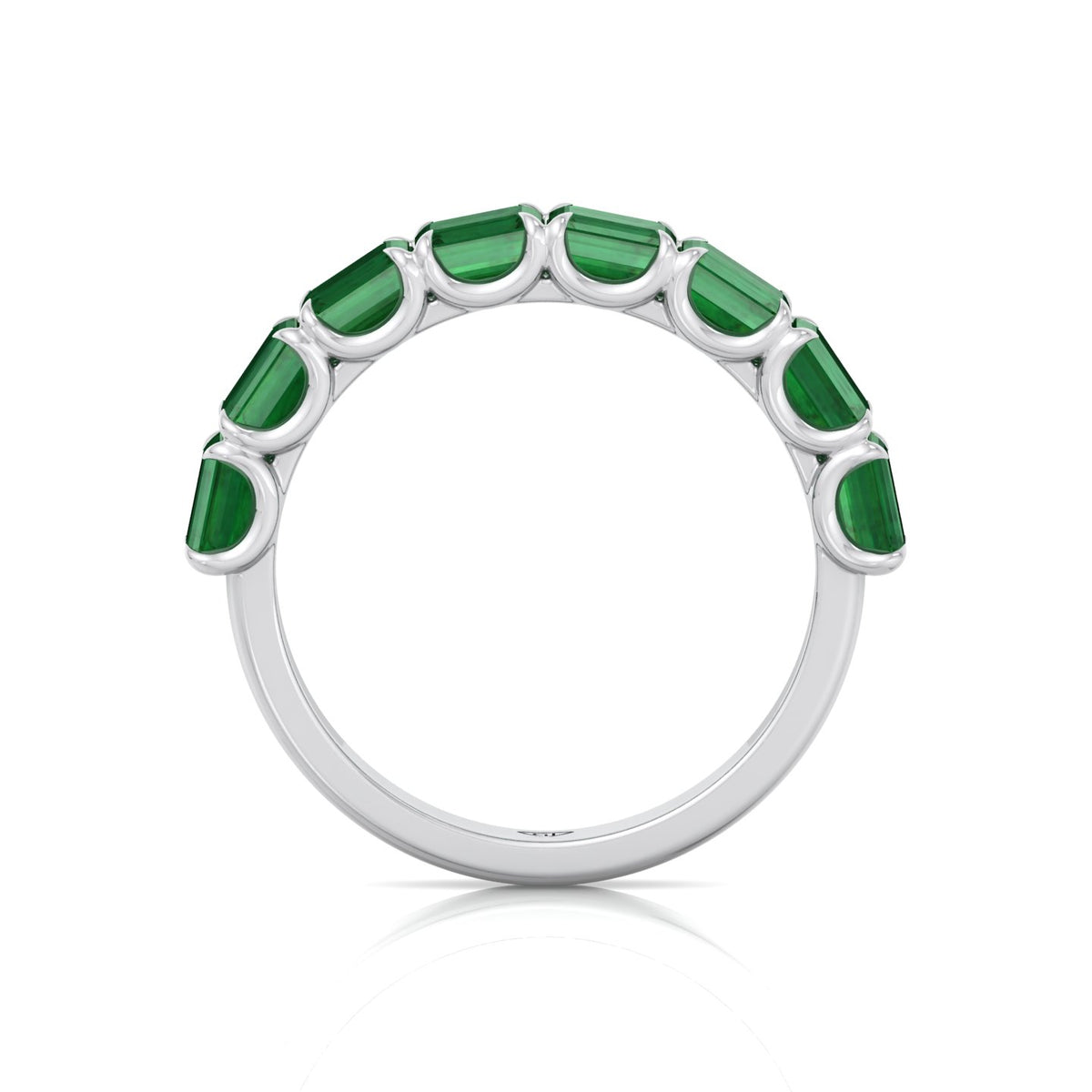 Green Emerald in Emerald Cut Half Eternity Band WG 4