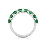Green Emerald in Emerald Cut Half Eternity Band WG 4