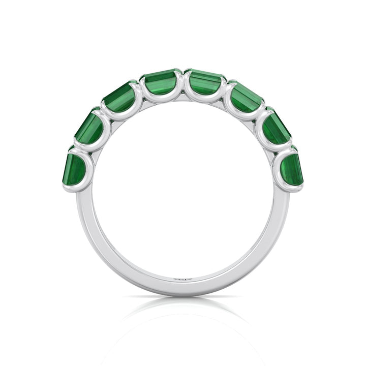 Green Emerald in Emerald Cut Half Eternity Band WG 4