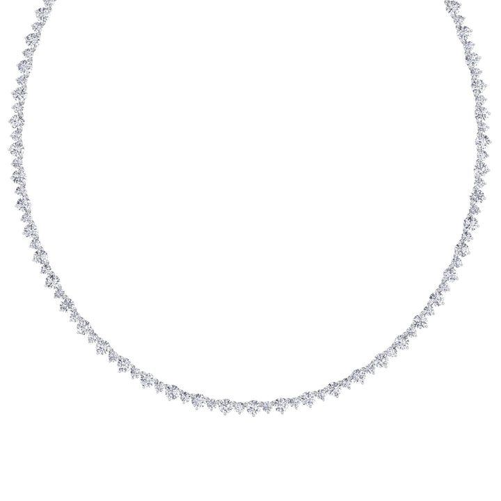 3 Prong Alternating Size Natural Diamond Tennis Necklace