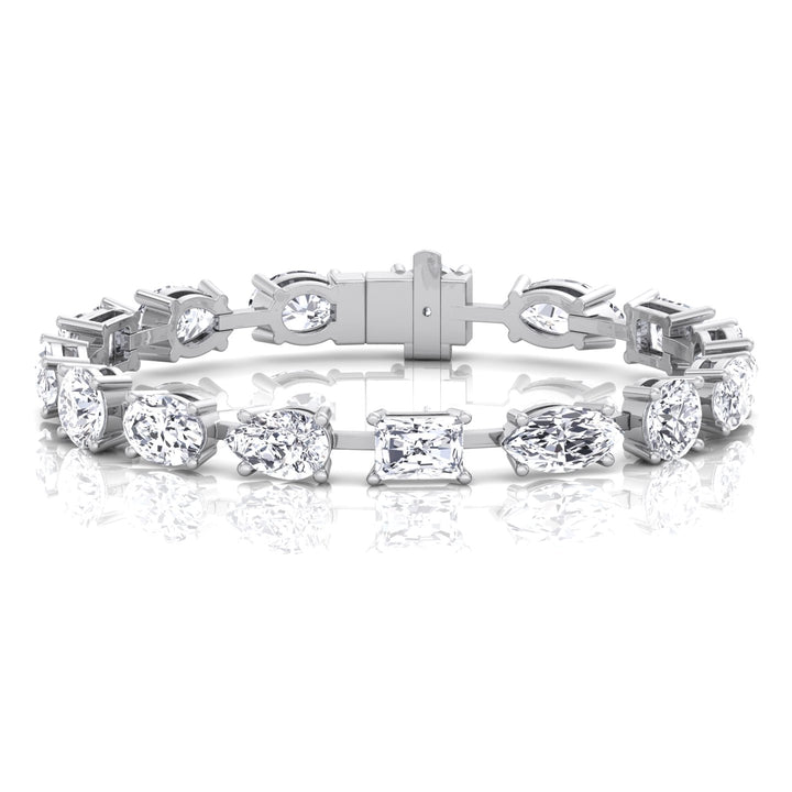 Mixed Shape Natural Diamond Tennis Bracelet White Gold 18K