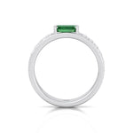 Natural Green Emerald Cushion Cut with Pave Eternity Band WG 6