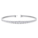 4-Prong Graduated Natural Diamond Tennis Bracelet 14K Solid Gold White Gold