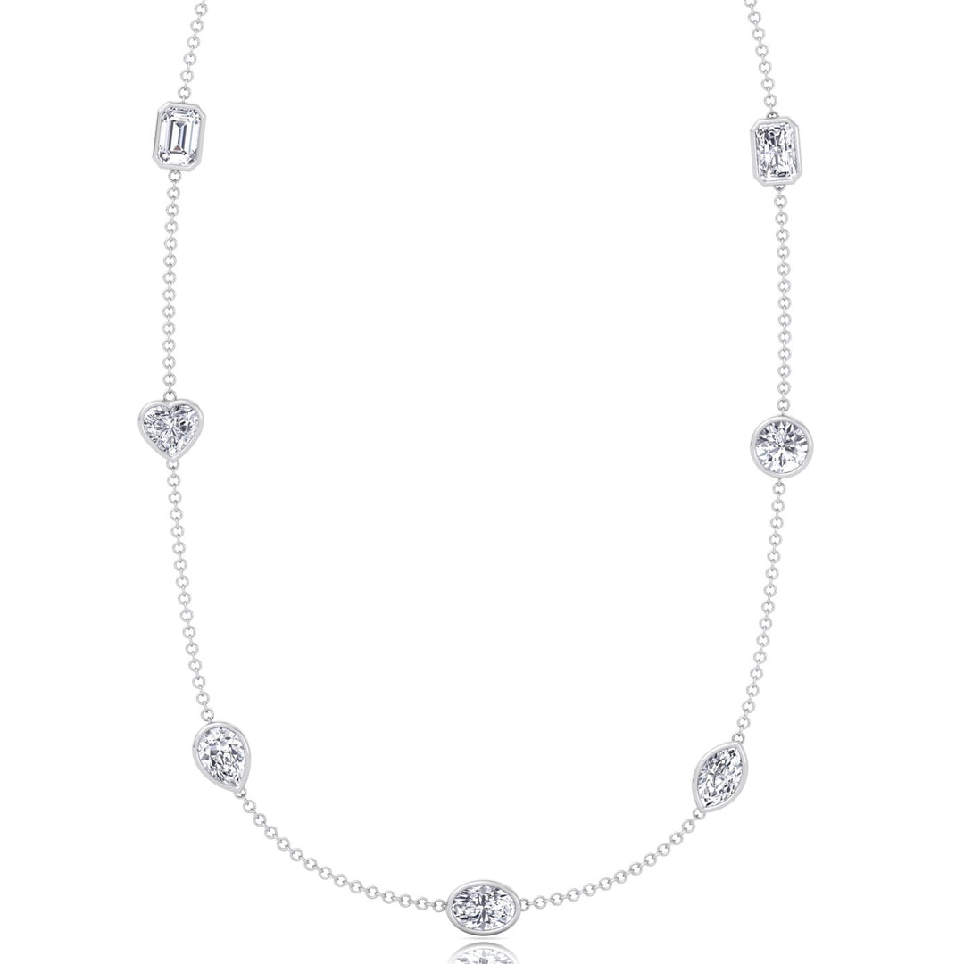 Multi Shape Natural Diamonds By The Yard Necklace White Gold 14K