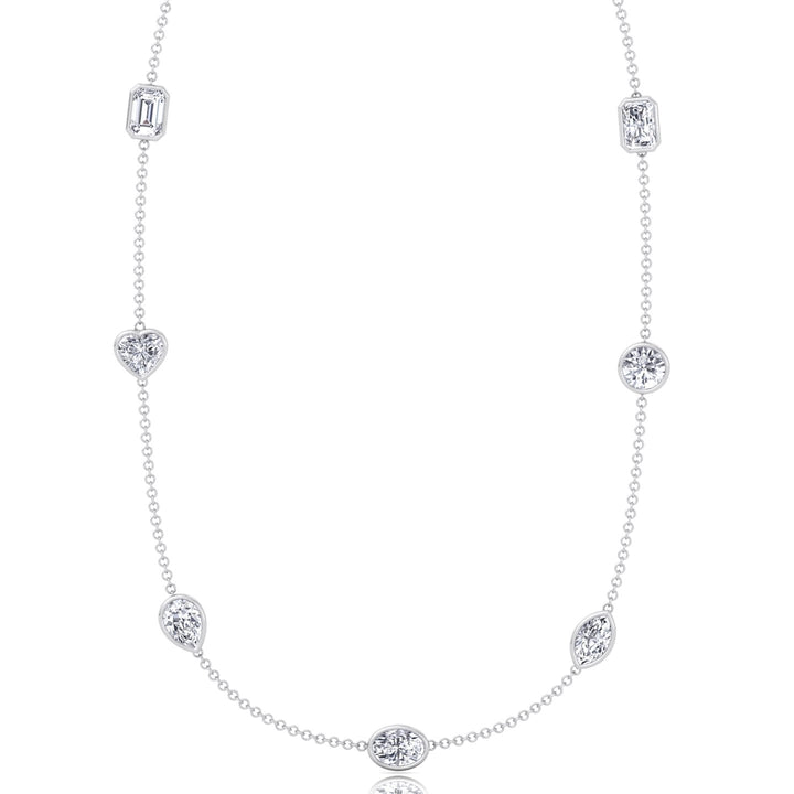 Multi Shape Natural Diamonds By The Yard Necklace White Gold 14K