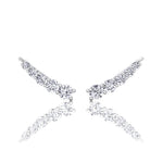 Graduated Round Shape Natural Diamond Cuff Earrings White Gold 14K 18K