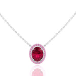 (3.5CT T.W.) Natural Pink Sapphire and Ruby Pendant  White Gold 18K