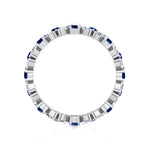 Round Natural Blue Sapphire and Marquise-Cut Natural Diamond Eternity Band WG 4