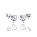 Double Heart Natural Diamond Studs-14K-18K-White Gold