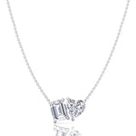 Toi Et Moi Emerald & Heart Shape Natural Diamond Pendant-14K-18K--White Gold
