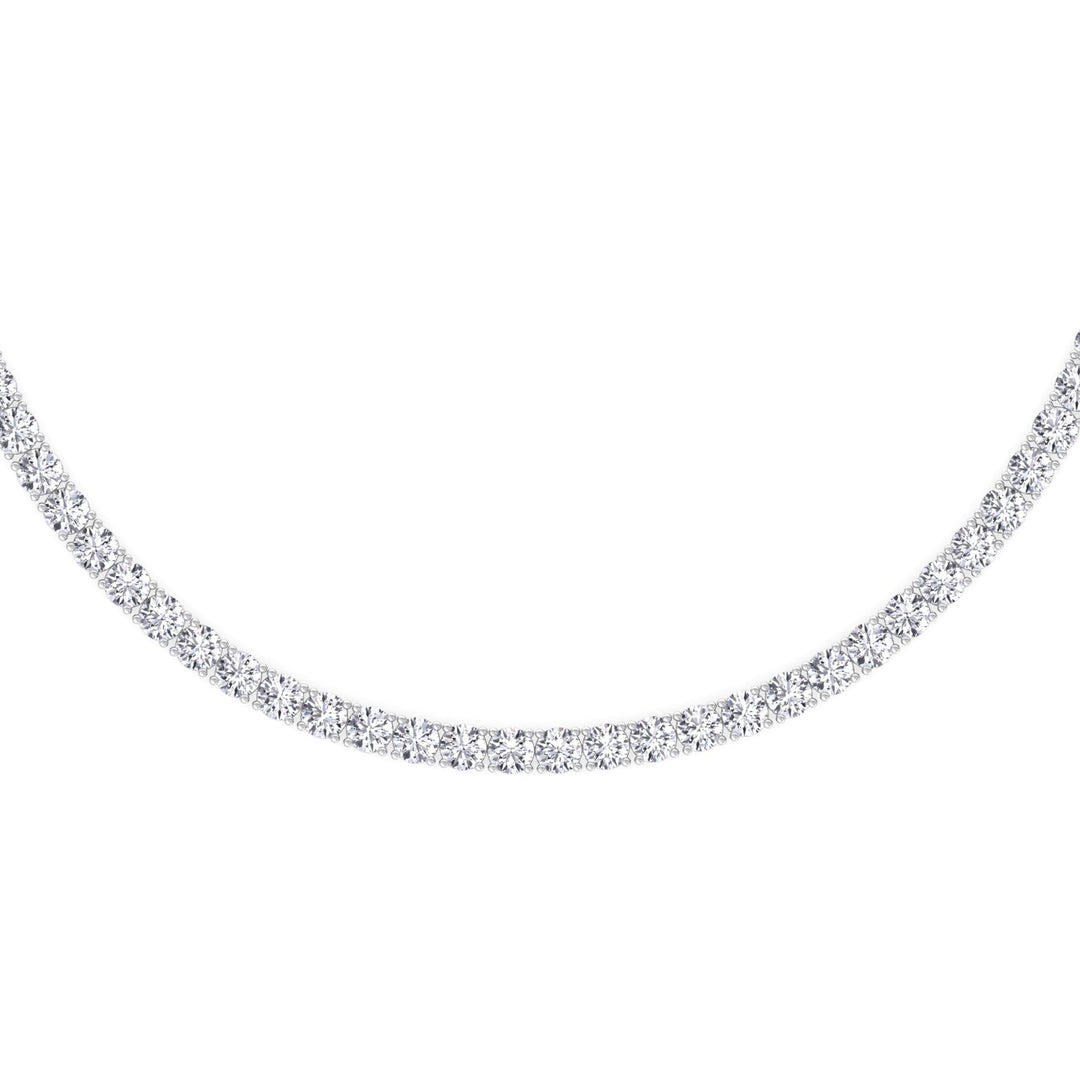 Non-Flip 4-Prong Natural Diamond Tennis Necklace - 14K Solid Gold
