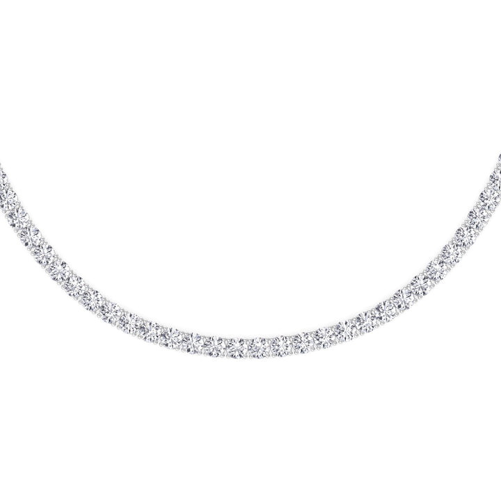 Non-Flip 4-Prong Natural Diamond Tennis Necklace - 14K Solid Gold