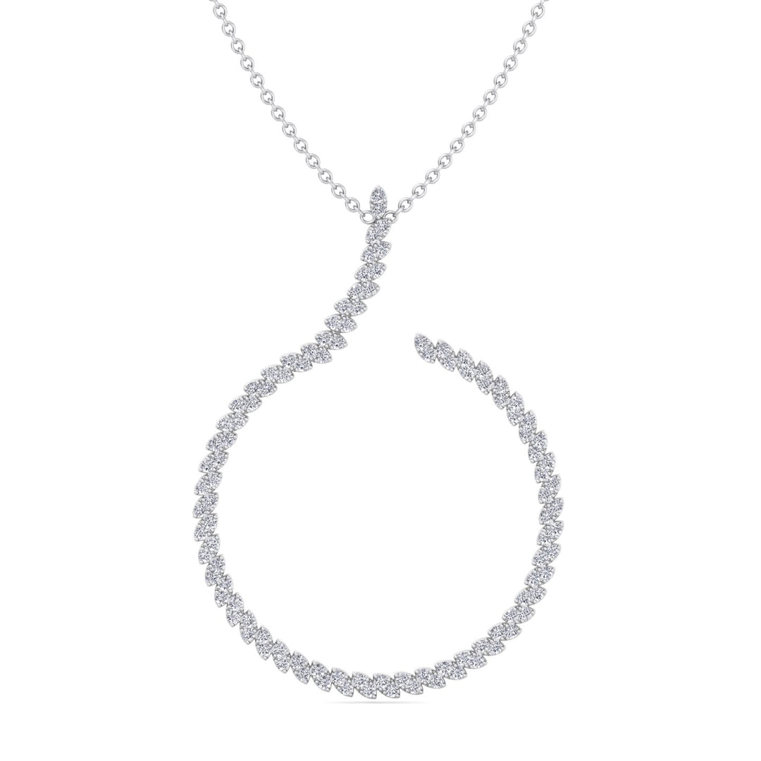 4.8CT T.W. Circle Swirl Pendant with Marquise Shape White Gold 14K 18K