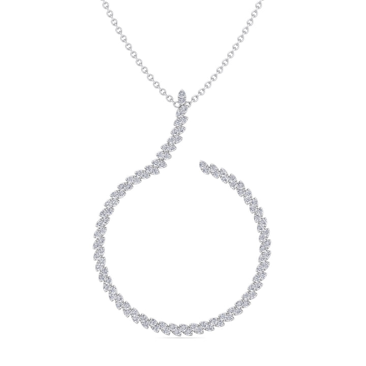 4.8CT T.W. Circle Swirl Pendant with Marquise Shape White Gold 14K 18K